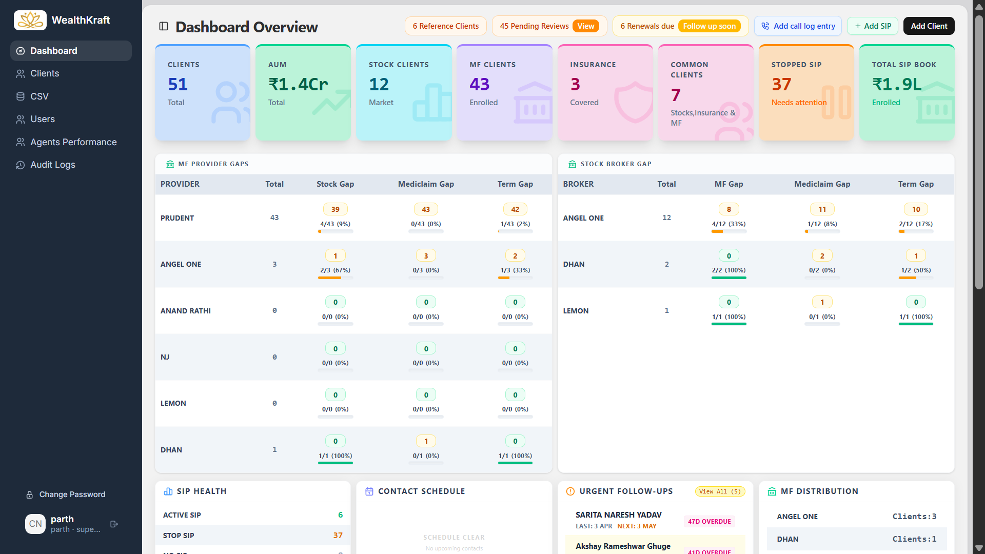 Client Management System UI preview