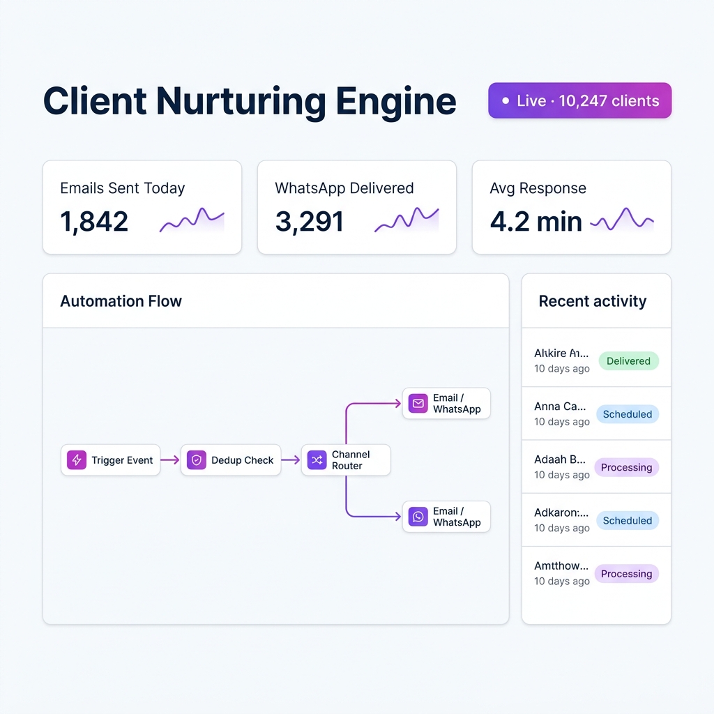 Client Nurturing Engine UI preview